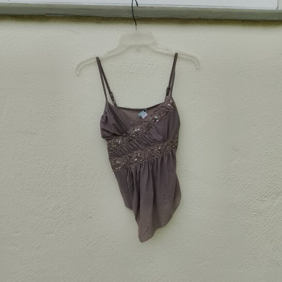 Y2K Style Mesh Asymmetric Lace & Sequin Detail Camisole Tank Fairy Whimsigoth - Picture 1 of 16
